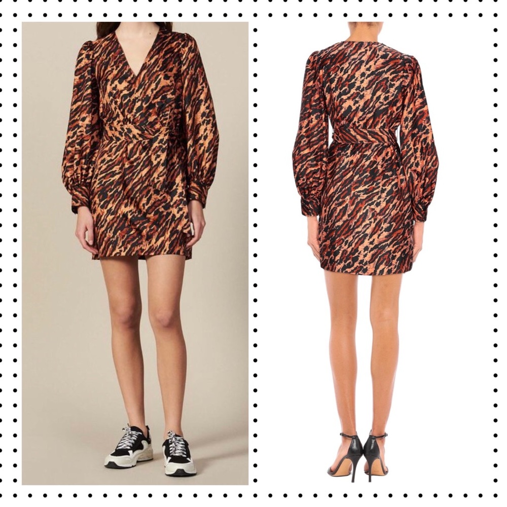 NWT SANDRO Paris - Lunas Silk Leopard Print Mini Dress S